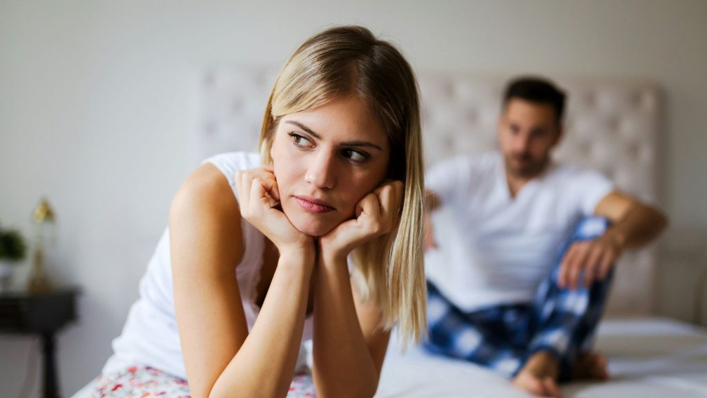 A woman not talking to a man