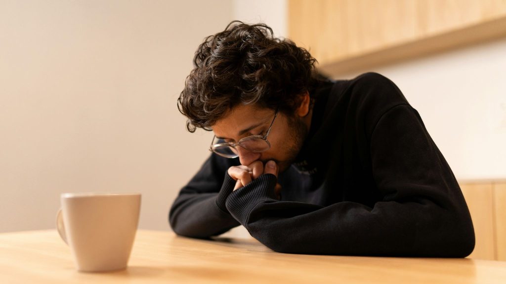 A man regretting something