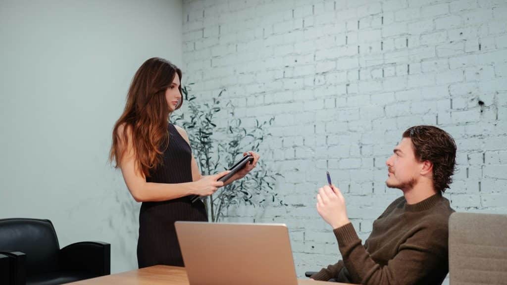 Woman being cold towards a man