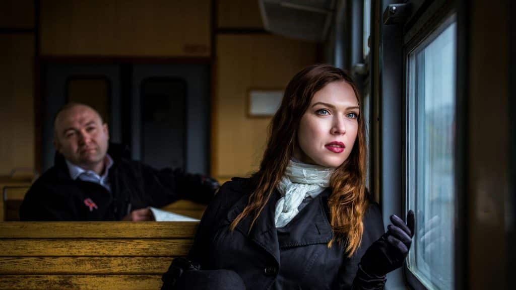 A woman ignoring a man