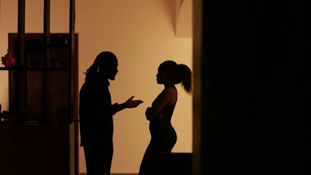 A man and woman arguing