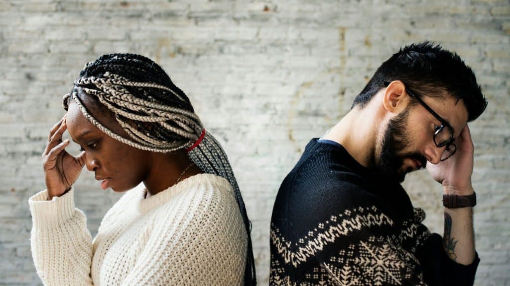 A man and woman not talking to each other