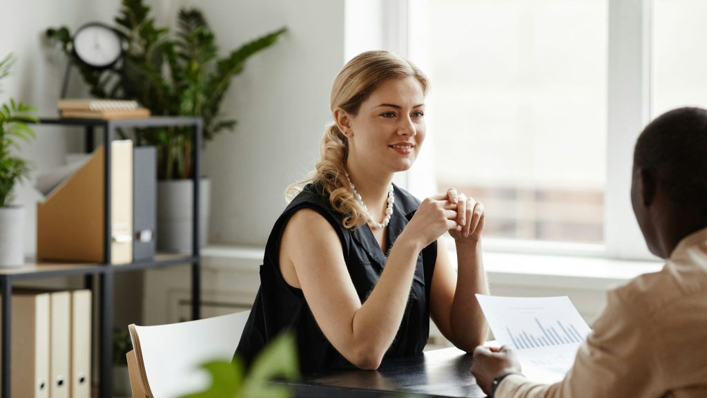 A man and woman at work