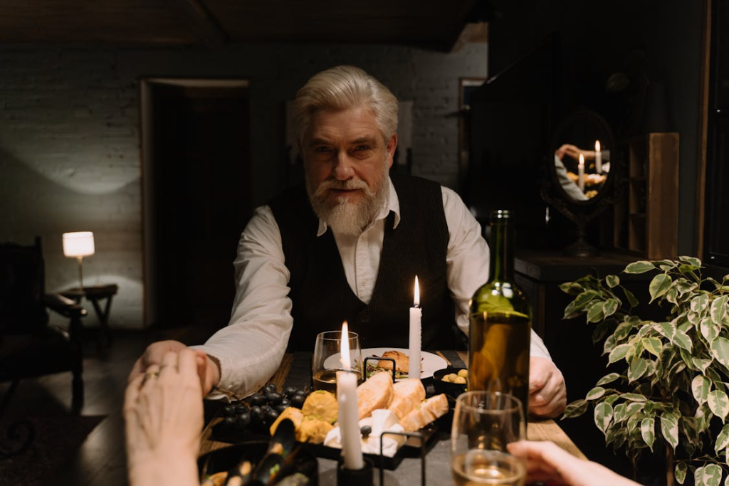 Man and woman having a date in a restaurant